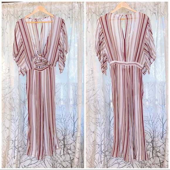 Faithfull the brand tilos striped tie front cut out wide leg jumpsuit romper - Picture 6 of 14